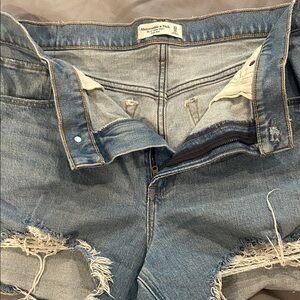 Abercrombie & Fitch Blue Frayed Denim Shorts
